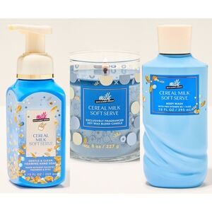 Milk Bar Cereal Milk Soft Serve Hand Soap, Candle, & Body Wash 3pc Set NEW